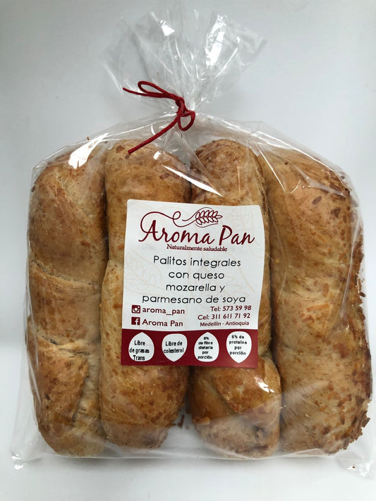 Aroma Pan Palitos Integrales con Queso Mozarella y Parmesano de Soya 260Gr